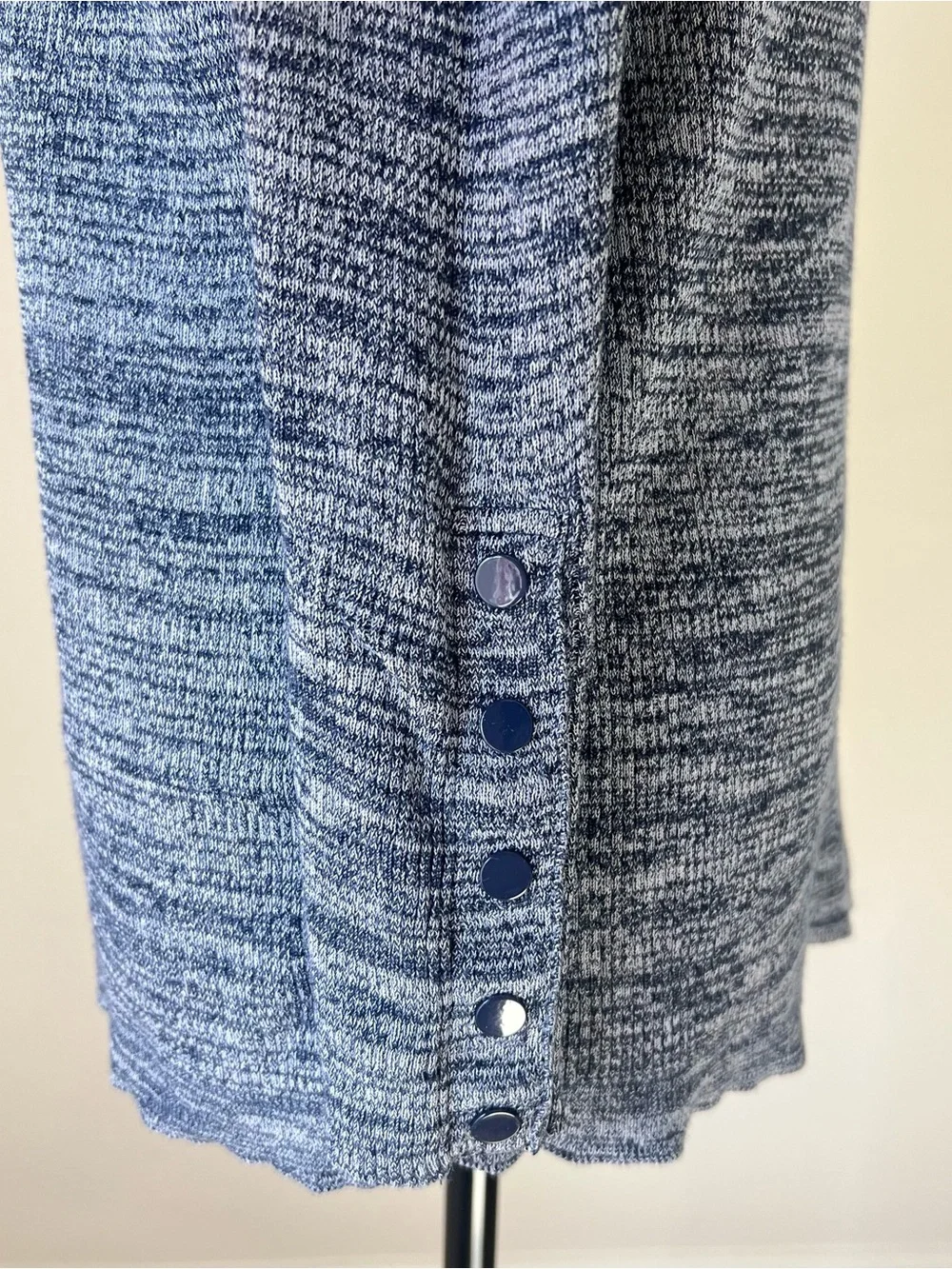 J.Crew Blue & White Marled Knit Sweater Button Cuffs Women’s Size Large